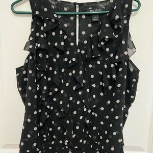 WHBM - Black Sleeveless Polka Dot Sheer Blouse - Size Medium